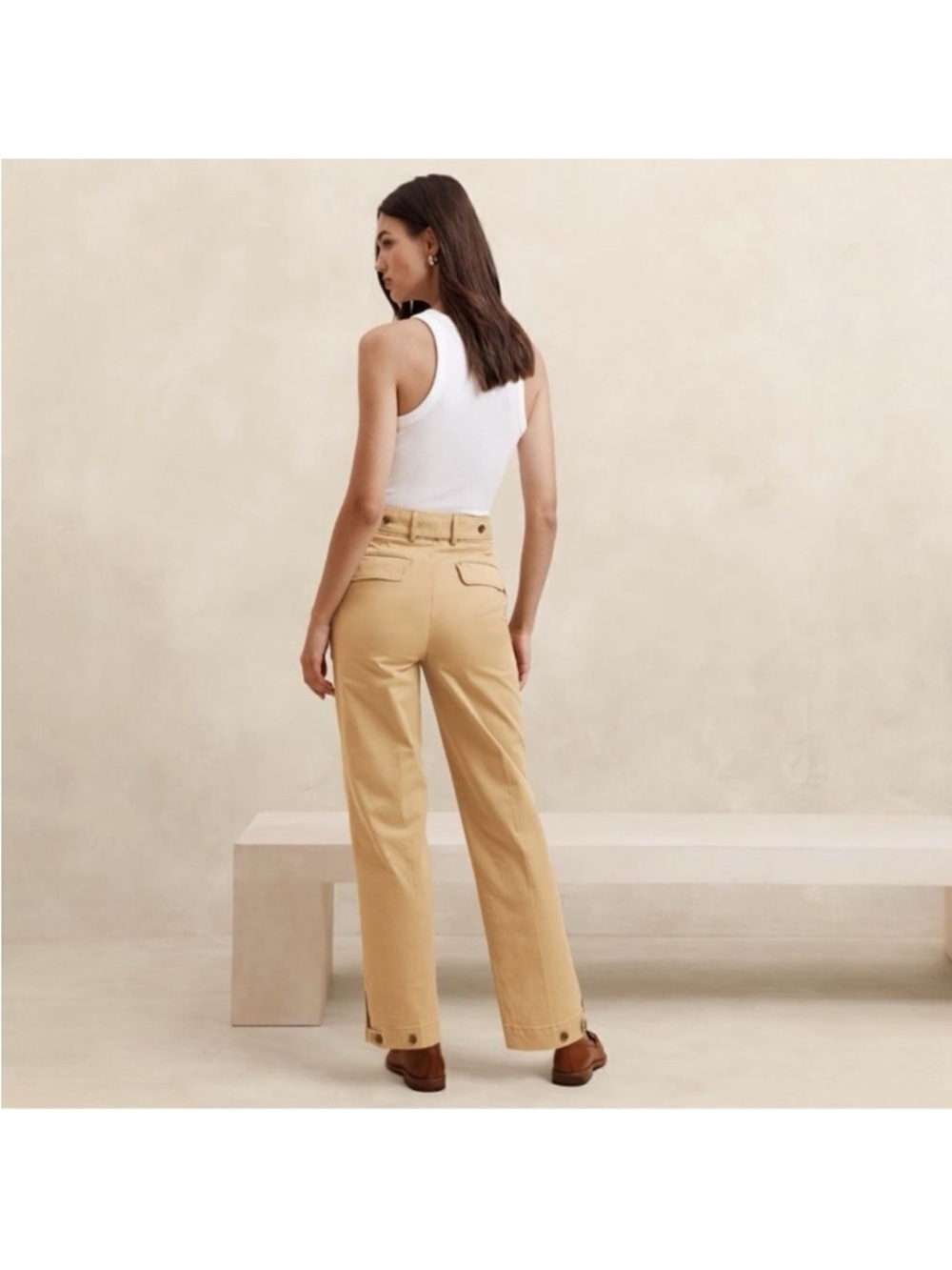 NWT Banana Republic Belted Utility Authentic Button hem Chino Size 6 Beige - Picture 12 of 13